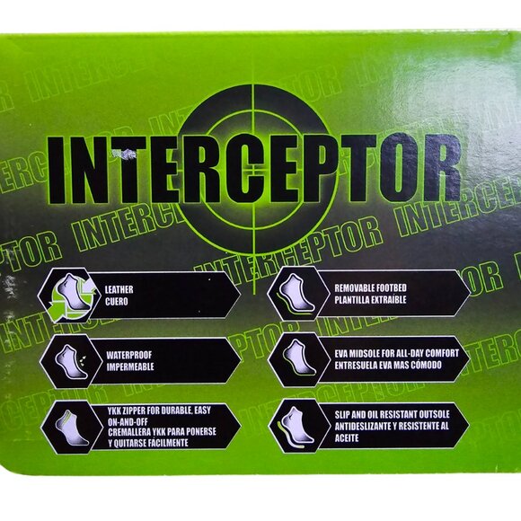 Men's Comfort Combat Tactical Boots Waterproof Slip Oil Resistant Zippered Black - Picture 2 of 10